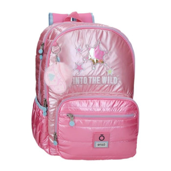 Mochila Escolar Adap. 44cm 2c Enso Into The Wild Rosa