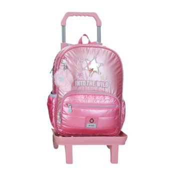 Mochila Escolar Adap. 38cm c/ Carro Enso Into The Wild Rosa